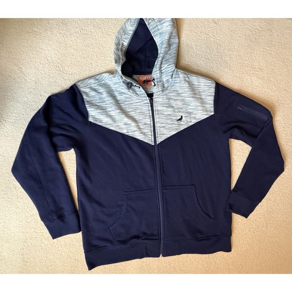 Staple Pigeon Men's L Embroidered Logo Hoodie Full Zip Sweatshirt Navy Y2K